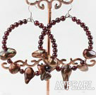 garnet and dyed teeth pearl earrigns with 925 silver hook