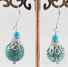 turquoise ball earrings with tibet silver cap