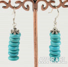 burst pattern turquoise earrings with 925 silver hook