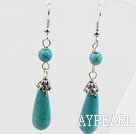dangling turquoise earrings with tibet silver charm