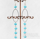 Lovely Long Style Large Loop Blue Crystal Dangle Earrings With Fish Hook
