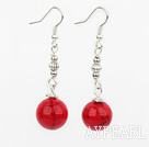 Fashion 14Mm Round Red Bloodstone Ball And Loop Charm Dangle Earrings With Fish Hook