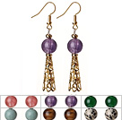 6 paires style simple mode Multi Color rondes semi-précieuses des boucles d'oreille en pierre avec Golden accessoire 