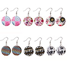 6 Pairs Speical Design Colored Drawing Shell Earrings