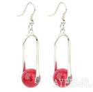 Fashion 12Mm Round Red Bloodstone Ball And Twisted Loop Charm Earrings With Fish Hook