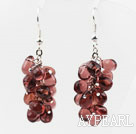Neues Design purpurrote Farbe Drop Shape Crystal Cluster Ohrringe