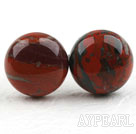 Classic and Simple Design Round Red Jasper Studs ( Metal Needle )