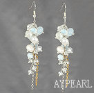 Dangle Style Whit Freshwater Pearl and Clear Crystal and Opal Crystal Earrings
