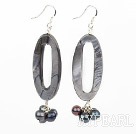 black pearl and shell earrings with 925 silver hook