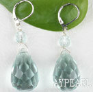 Fashion Aquamarine Blue Teardrop Crystal Dangle Earrings With Lever Back Hook