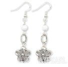 white porcelain tibet silver earrings