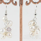 cluster style white pearl earrings