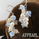 white fresh water pearl and crystal earrings