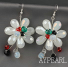 Fashion Style Milk White Color Crystal Flower Earrings