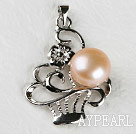 Beautiful 9-10Mm Pink Freshwater Pearl Pendant Without Chains