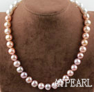 Naturlig 11-12mm Hvit Pink Purple Pearl Necklace med Moonlight Clasp