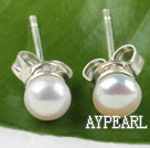 decent 4-4.5mm natural white fresh water pearl studs