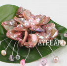 Hochzeit Schmuck bewundernswert rosa Perle und Muschel Blumenbrosche