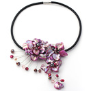 frumos 17.7 inchi şi violet perla coajă colier de flori