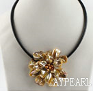 17,7 Zoll goldene Farbe Shell Blume Perlenkette mit Magnetverschluss