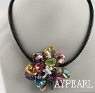 17.7 inches colorful shell flower pearl necklace with magnetic clasp