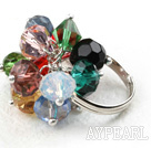 Classic Design Assorted Multi Color Crystal Adjustable Ring