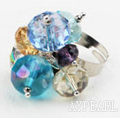Assorted Multi Color Crystal Adjustable Ring