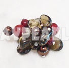 Lovely Freshwater Pearl Smoky Quartz And Red Stone Cluster Adjustable Ring