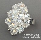Fashion Style Clear Crystal Flower Adjustable Ring