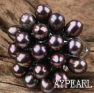Black Pearl flori formă de apă dulce Ring (Size Free)