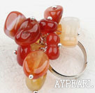 Fashion Assorted Loop Chain Red Agate Stone Adjustable Ring