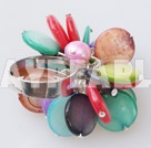 Lovely Dyed Pearl And Multi Color Disc Shell Adjustable Ring
