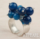 Klassisk design blå agat Thai Silver justerbar ring