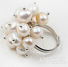 Klassisk Design Vit Freshwater Pearl justerbar ring