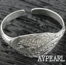 Sterling Silver(99.9% Silver) Bangle (With the Pattern of Peony and Phoenix )