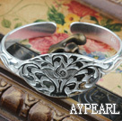 Fashion Style Sterling Silver(99.9% Silver) Bangle (With the Pattern of Lotus )