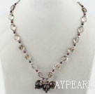 Wholesale Garnet and Smoky Quartz Flower Necklace