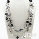 Wholesale Long Style Crystal and Black Rutilated Quartz Necklace