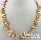 Single Strand Biwa Pearl Crystal Necklace