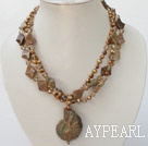 multi strand conch fossil pearl necklace