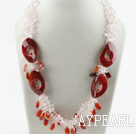 Nouveau design blanc cristal et rouge Agate Collier