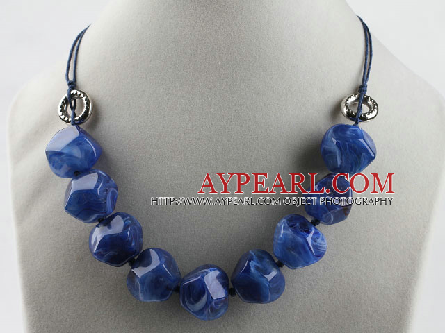 19.7 inches fashion 18*20mm blue  acrylic beads necklace with extendable chain