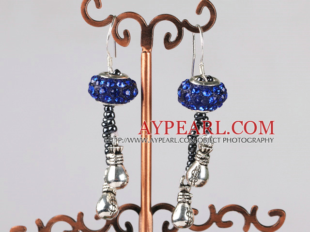 blue color long style charm earrings