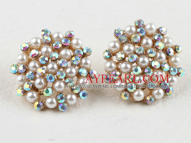 Korean jewelry manmade rhinestone and pearl earrings 