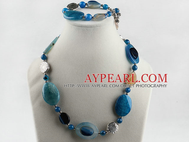 blue agante necklace and bracelet set with sun charms