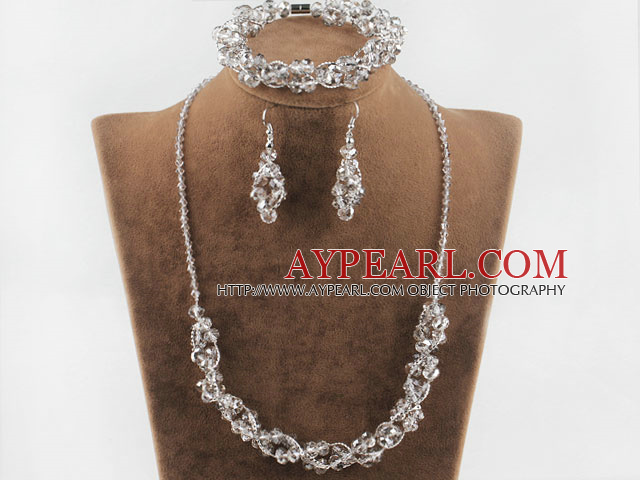 fashion gray crystal set(necklace, bracelet, earrings) with magnetic clasp