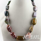 chunky style ocean agate necklace with moonlight clasp