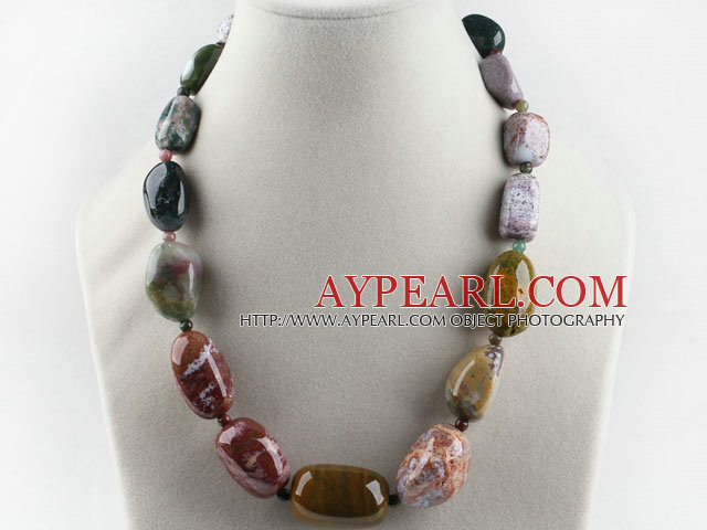 chunky style ocean agate necklace with moonlight clasp