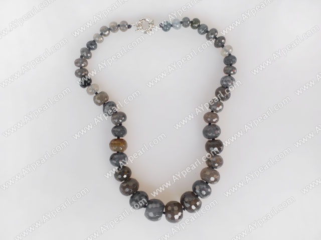 18.5 inches clouded agate necklace with moonlight clasp