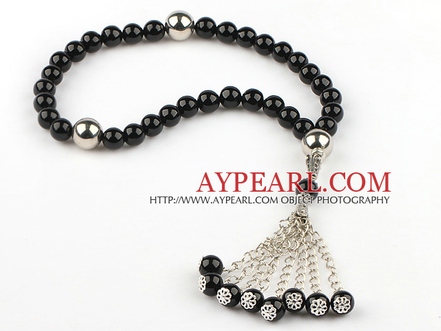 Black Agate Prayer beaded Bracelet Rosary